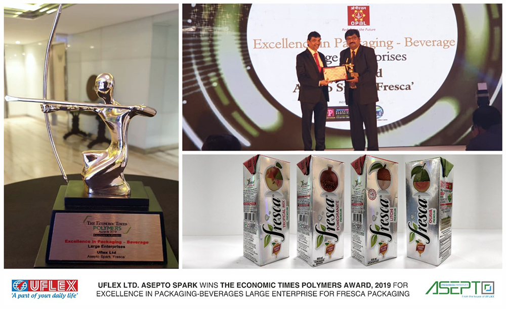 Uflex Honoured with ‘Excellence in Packaging –Beverages’ at The ET Polymers Awards 2019